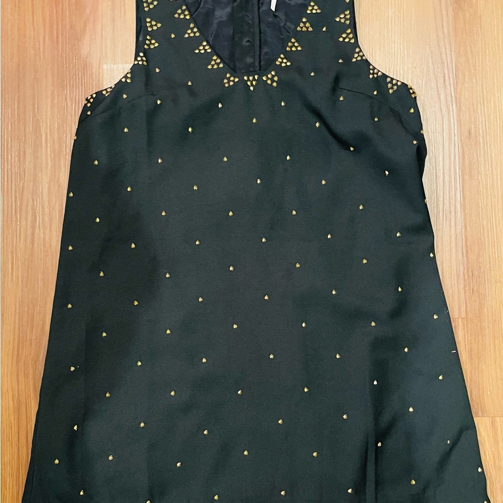 Free People Black and Gold Sheath Mini Dress Halter Neck